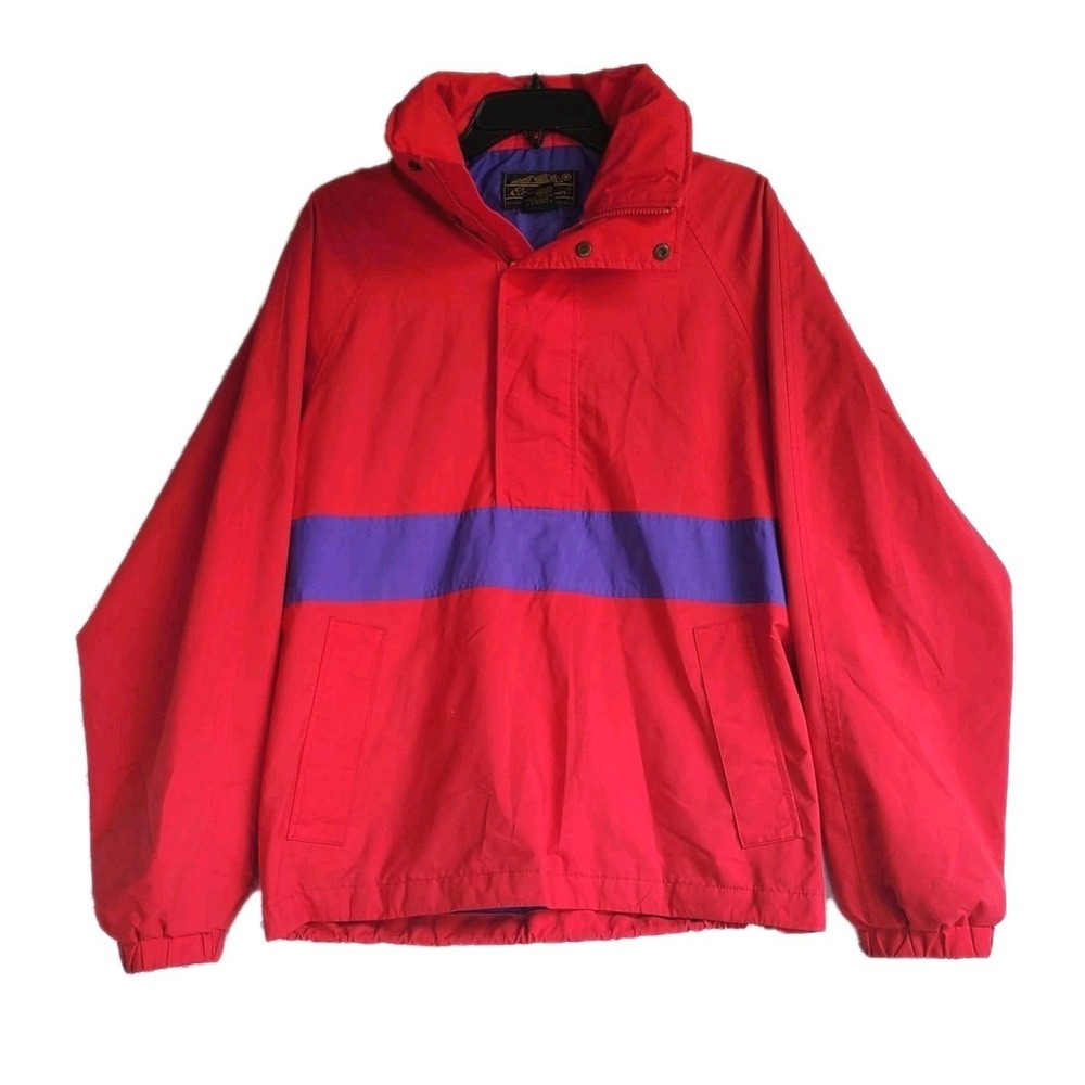 Vintage Eddie Bauer Anorak Windbreaker Jacket Red Purple 1/4 Zip Men's S